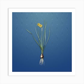 Vintage Rush Leaf Jonquil Botanical on Bahama Blue Pattern n.0550 Art Print