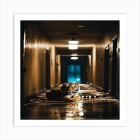 Tiger In The Hallway Art Print