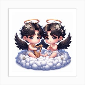 Comfy Angels Art Print