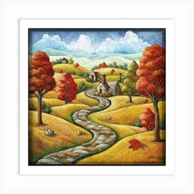 The Winding Road Home. In the middle of the meadows 13 Art Print