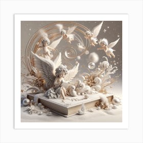 Angels On A Book 3 Art Print