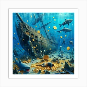 Pirate Ship In The Ocean 2 Art Print