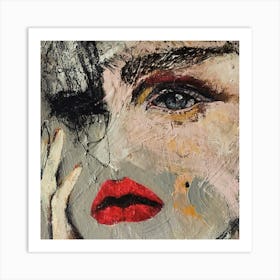 Woman With Red Lipstick Art Print