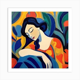 Blue Hair Woman, The Matisse Inspired Art Collection Art Print
