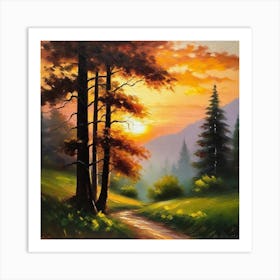 Sunset In The Forest 54 Art Print