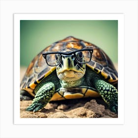 Turtle With Glasses Art Print