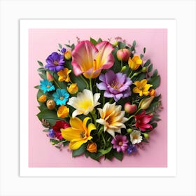 Watercolor paper flowers 13 Art Print