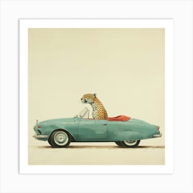 Leopard In A Car Art Print