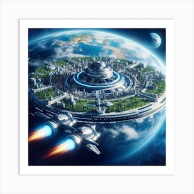 Spaceship In Space 34 Art Print