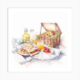 Watercolor Picnic Art Print