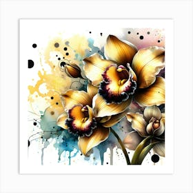 Orchids In Watercolor 1 Art Print