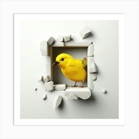 Yellow Bird In A Hole 1 Art Print