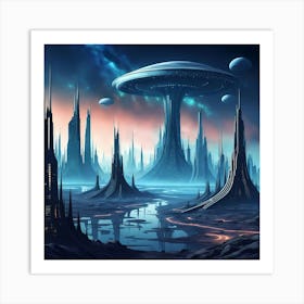 Starry Extraterrestrial Metropolis Art Print