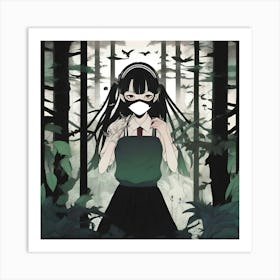 Anime Girl In The Woods Art Print