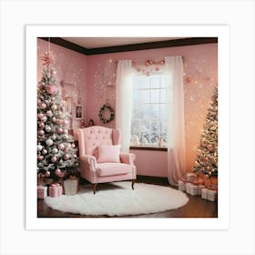 Pink Christmas Room 8 Art Print