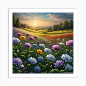 Sunset In The Meadow 1 Art Print