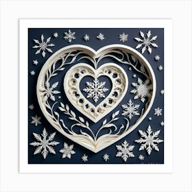 Heart With Snowflakes Art Print