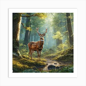 Deer In The Forest Ultra Hd Realistic Vivid Colors Highly Detailed Uhd Drawing Pen And Ink Pe (61) Art Print