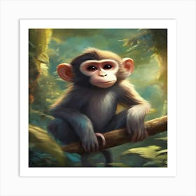 Monkey In The Jungle Art Print