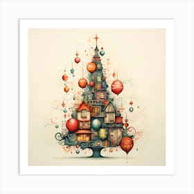 Retro Reflections: Yuletide Bliss Art Print