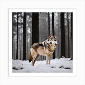 Wolf In The Woods 19 Art Print