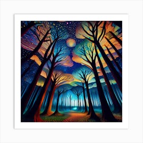 Forest At Night Art Print