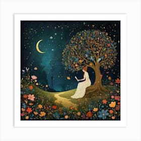 Tree Of Life The Magic of Watercolor: A Deep Dive into Undine, the Stunningly Beautiful Asian Goddess Art Print