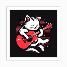 Cat Playing Guitar 3 Art Print