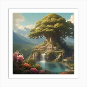 One Tree On The Top Of The Mountain Towering 4 Art Print