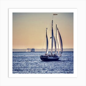 Sailboat Liberty On The Water/Square Art Print