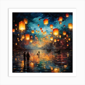 Paper Lanterns In The Sky 1 Art Print