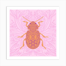 Pink Floral Beetle Art Print