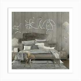 Grey Bedroom Art Print