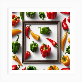 Colorful Peppers In A Frame 19 Art Print