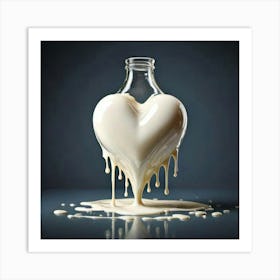 Firefly Heart, Shaped, Dripping, Milk, Bottle, Liquid, Creative, Artistic, Surreal, Conceptual, Flui (2) Art Print