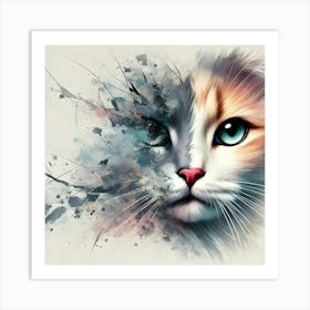 Splatter Art Cat Portrait Art Print