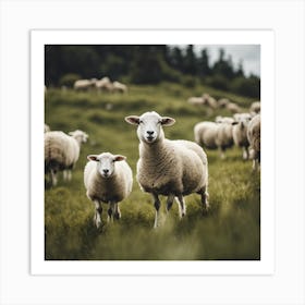 Sheep In A Field Art Print