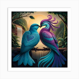 Two Birds Showing Love02 Art Print