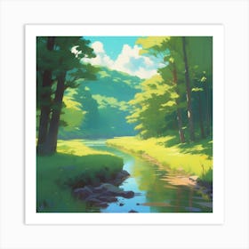 River In The Forest 43 Art Print