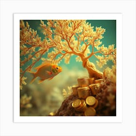 Goldfish On A Tree Art Print