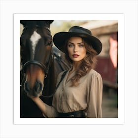 Beautiful Woman With A Horse 2 Art Print