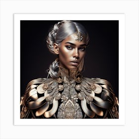 Portrait Of A Woman In Armor Art Print