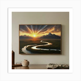 Sunrise Over The Yosemite River Art Print