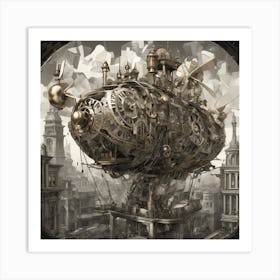 Steampunk Transport Cubism Style Art Print