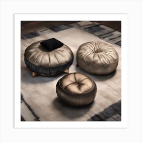 0 Two Bronze Poufs And Small Cushions Of Different B Esrgan V1 X2plus Art Print