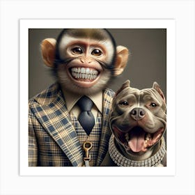 Monkey And Dog 1 Art Print