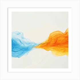 Blue And Orange Smoke Art Print