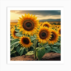 Sunflowers In The Field 2 Art Print