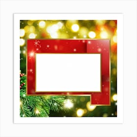 A Festive Greeting Card Photo Design Featuring A Sparkling Gold Framed Tree Branch Captured In Vivi (6) Art Print