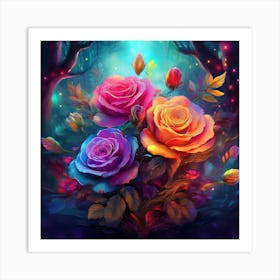 Roses In The Forest 1 Art Print